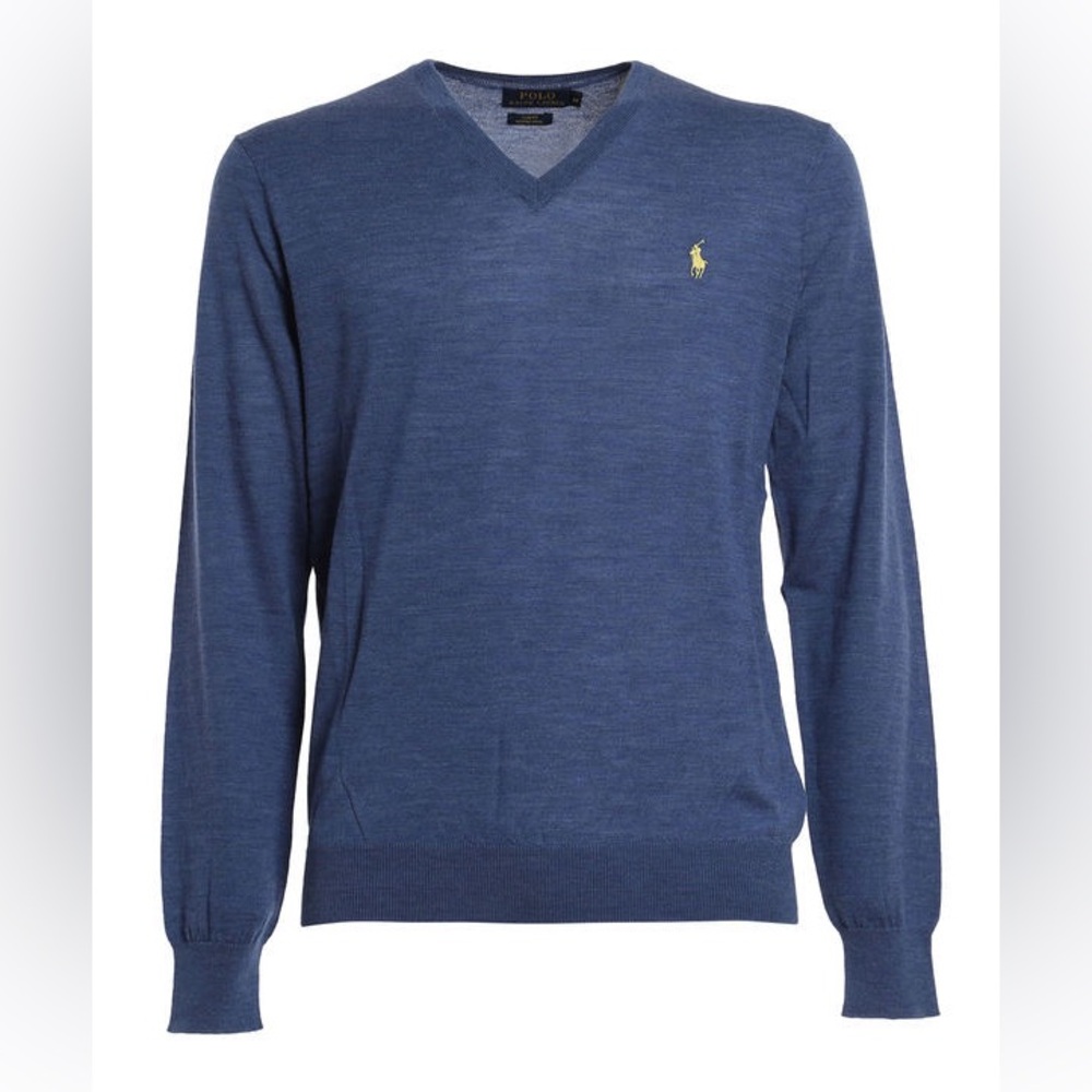 Polo Ralph Lauren Cotton V-Neck Sweater light blue embroidered pony mens XXL